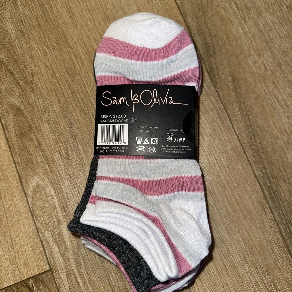 Sam & Olivia No Show 6 Pack No‎ Show Socks Shoe Size 4-10 New Stripes/Solid